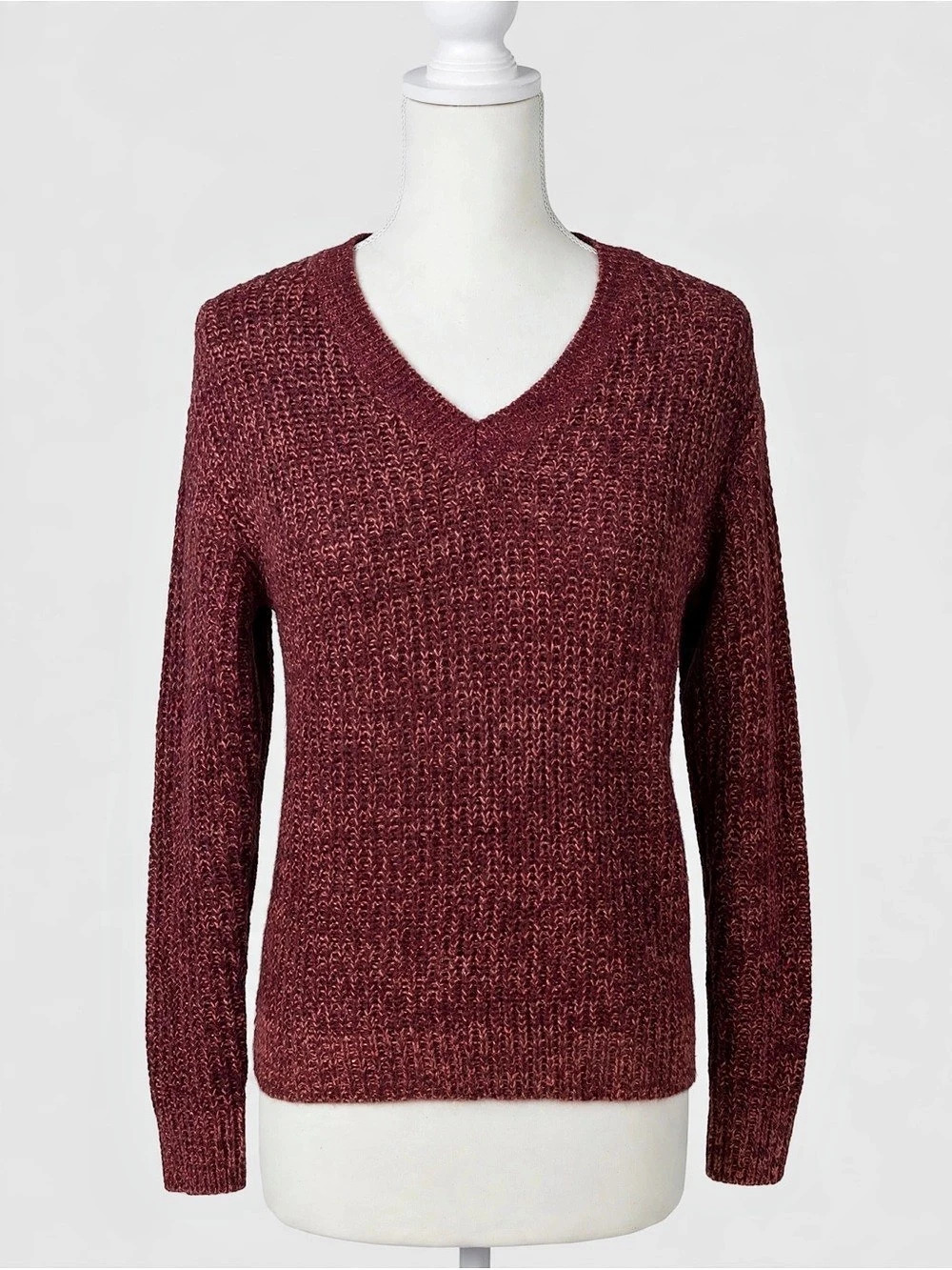 Burgundy V-Neck Sweater